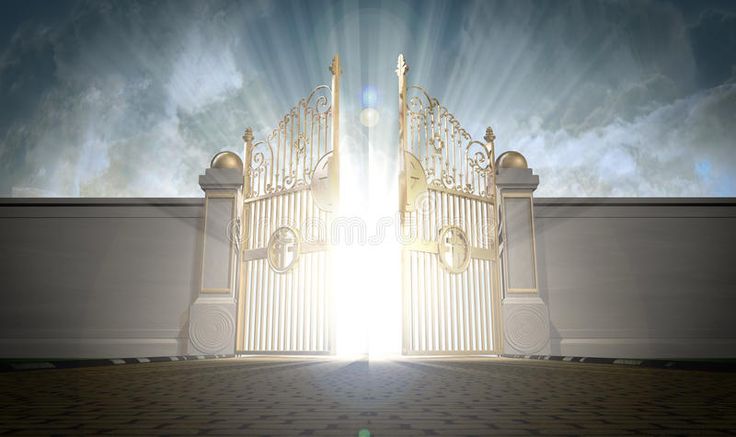 golden pearly gates ready to be pushed open